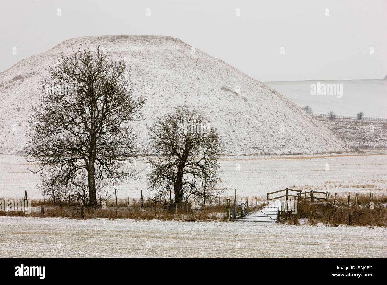 Silbury Hill, a mysterious and ancient neolithic monument Stock Photo