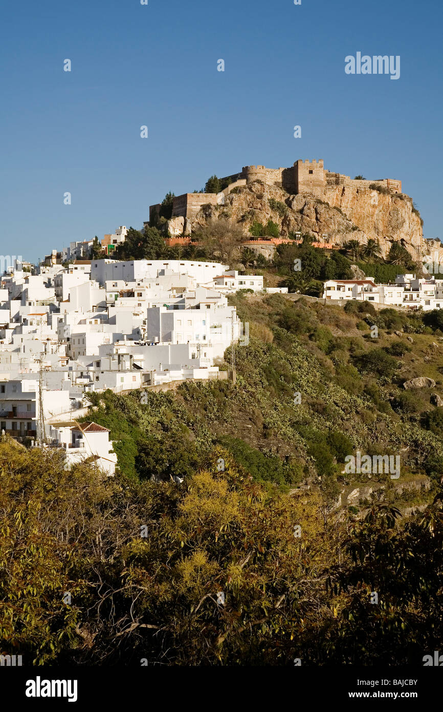 Panorámica de Salobreña Costa Tropical Granada Andalucía España Town of Salobreña Tropical Coast Granada Andalusia Spain Stock Photo