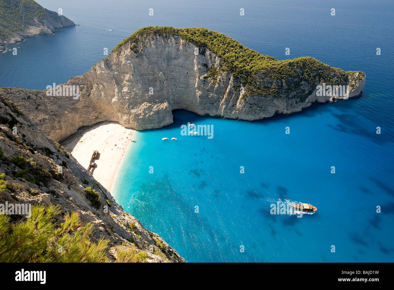 Greece, Ionian islands, Zante island (Zakynthos), the west coast, the Bay of Sinking (Navaghio) Stock Photo