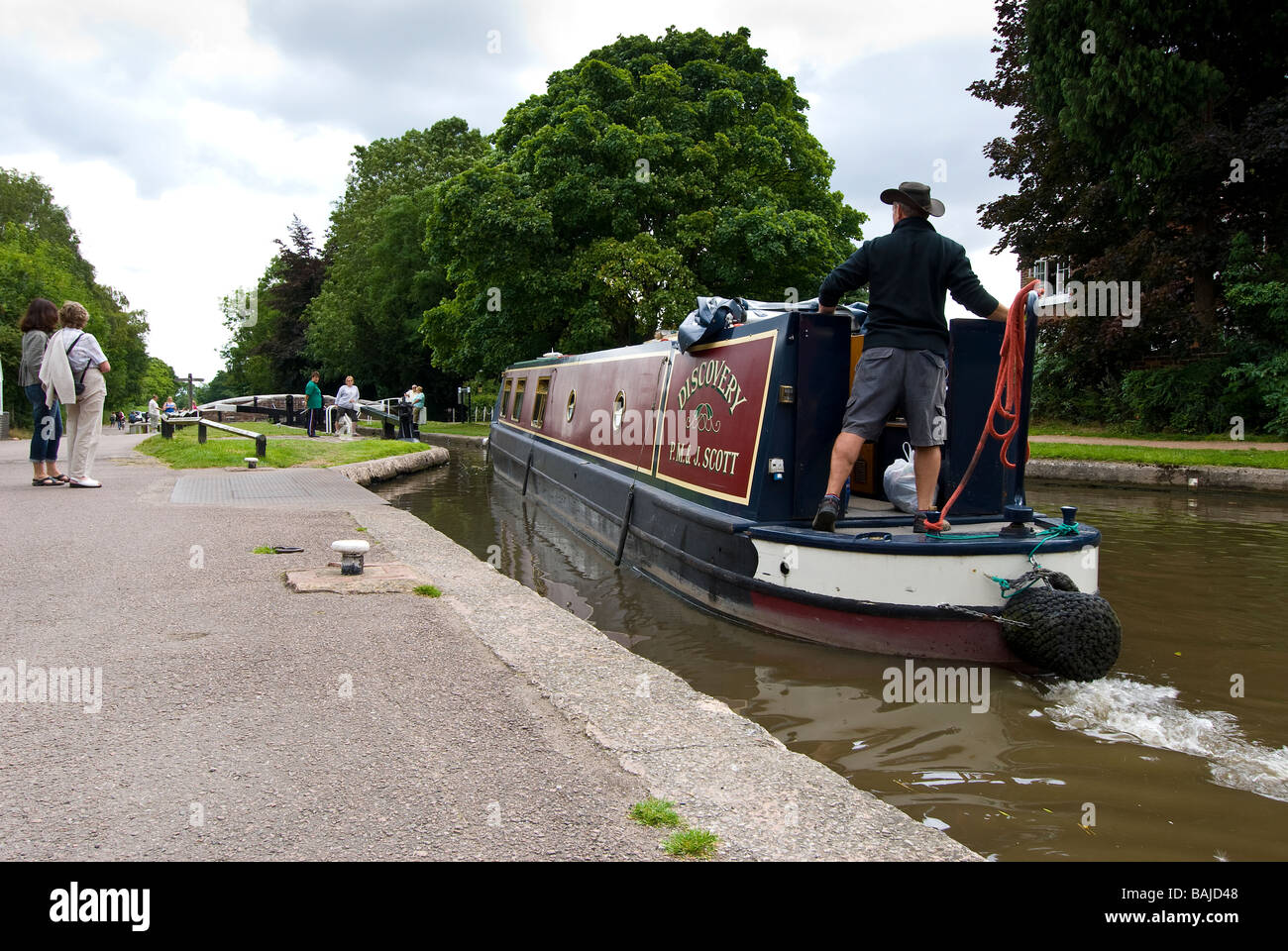 Narrow boats at Fradley Junction, which is a junction between the Trent & Mersey and Coventry canals Staffordshire, England, UK. Stock Photo