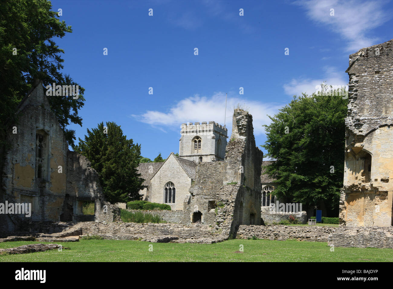 The Church and Ruins of the manor house at Minster Lovell Oxfordshire England Stock Photo Alamy