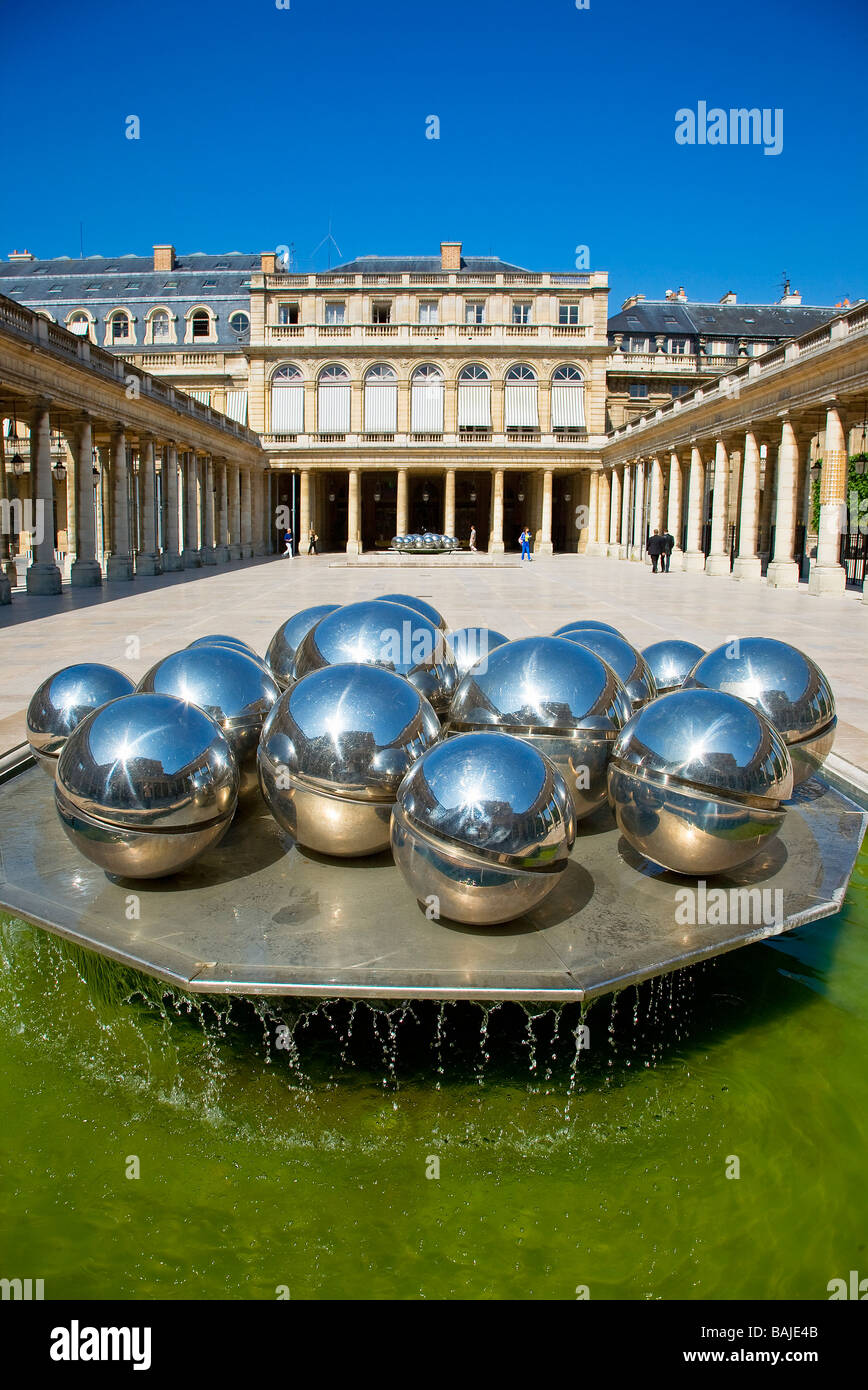 France, Paris, Palais Royal, spheres sculpture by Paul Bury Stock Photo