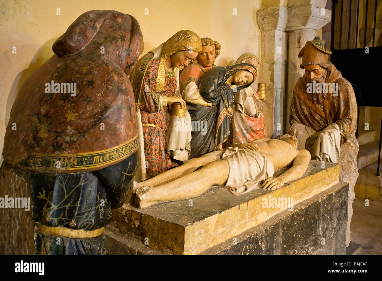 France, Nievre, Nevers, Saint Cyr Sainte Julitte Cathedral, the Entombment of Christ Stock Photo