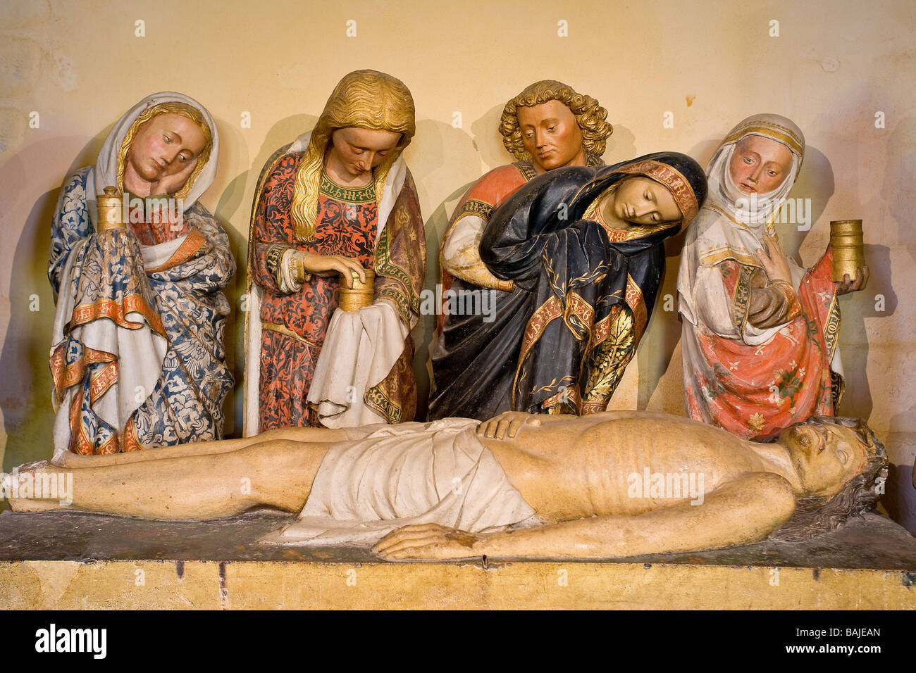 France, Nievre, Nevers, Saint Cyr Sainte Julitte Cathedral, the Entombment of Christ Stock Photo