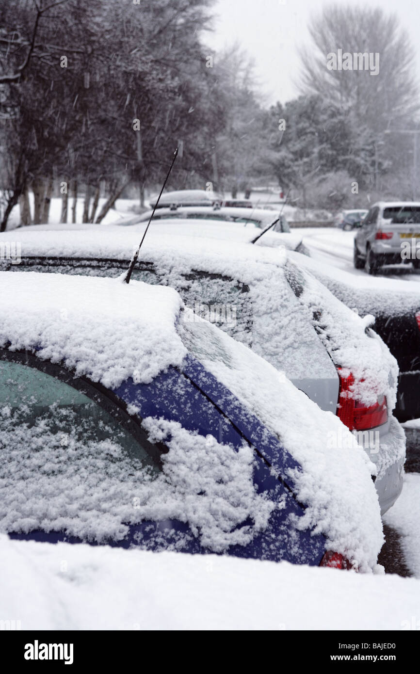 Parked cars covered in snow Stock Photo - Alamy