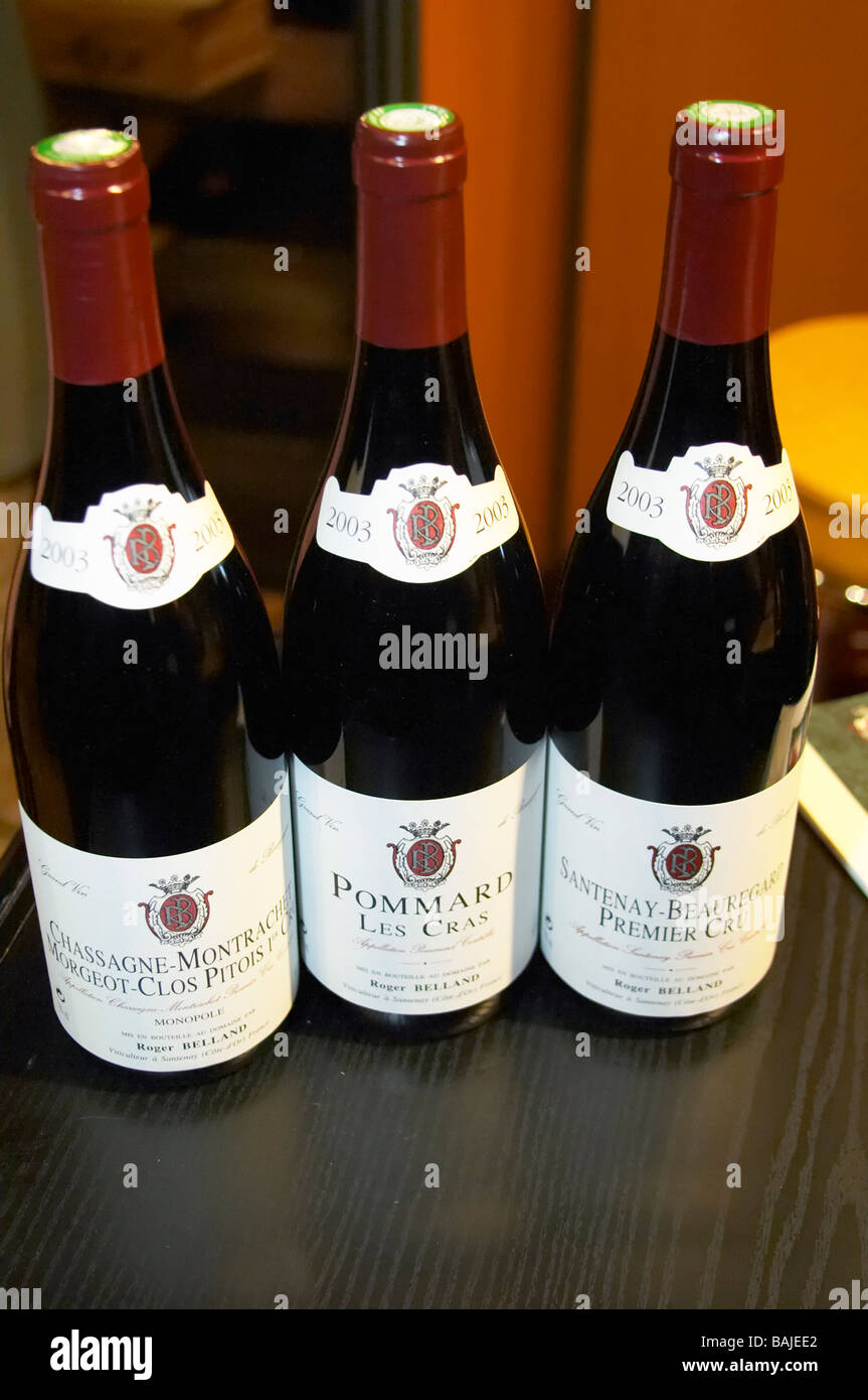 bottles domaine r belland santenay cote de beaune burgundy france Stock Photo