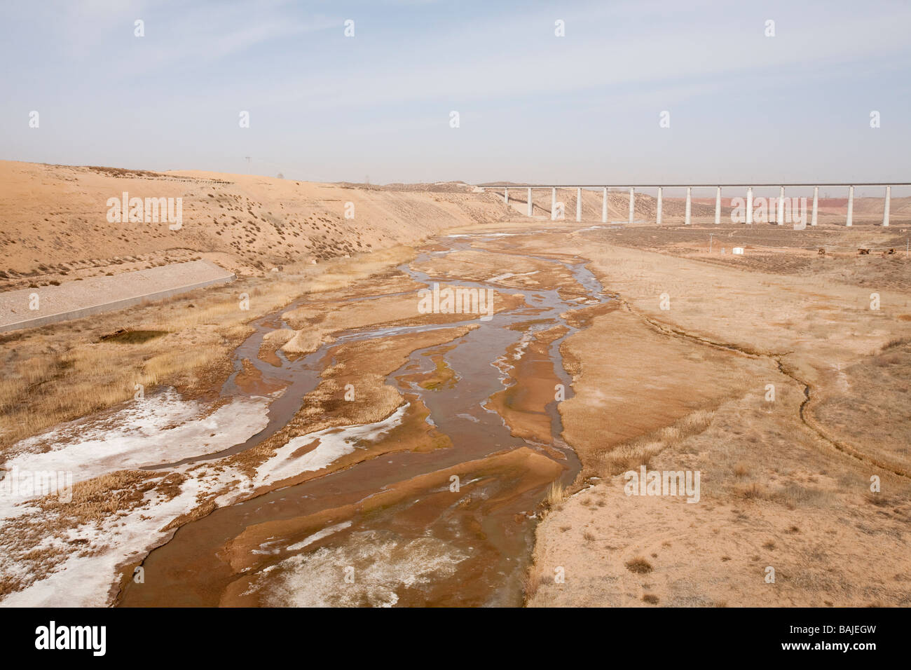 low water levels in shanxi province china caused by climate change Stock Photo