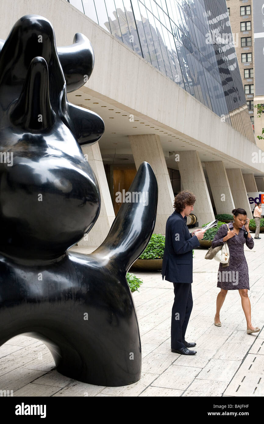 United States, New York City, W 58 Street, Joan Miro's sculpture Stock