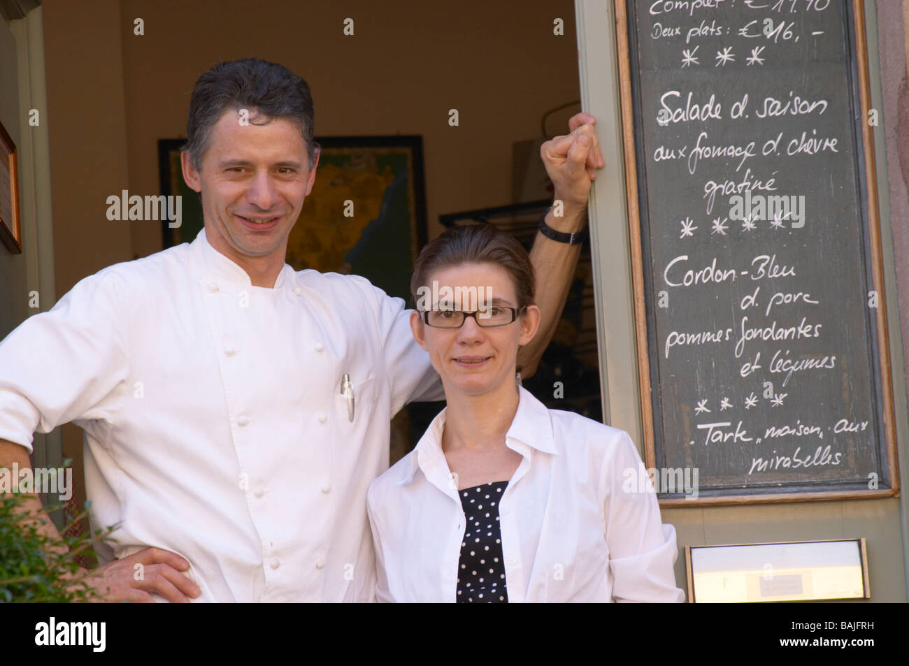 antje and patrick schneider wistub du sommelier bergheim alsace france  Stock Photo - Alamy