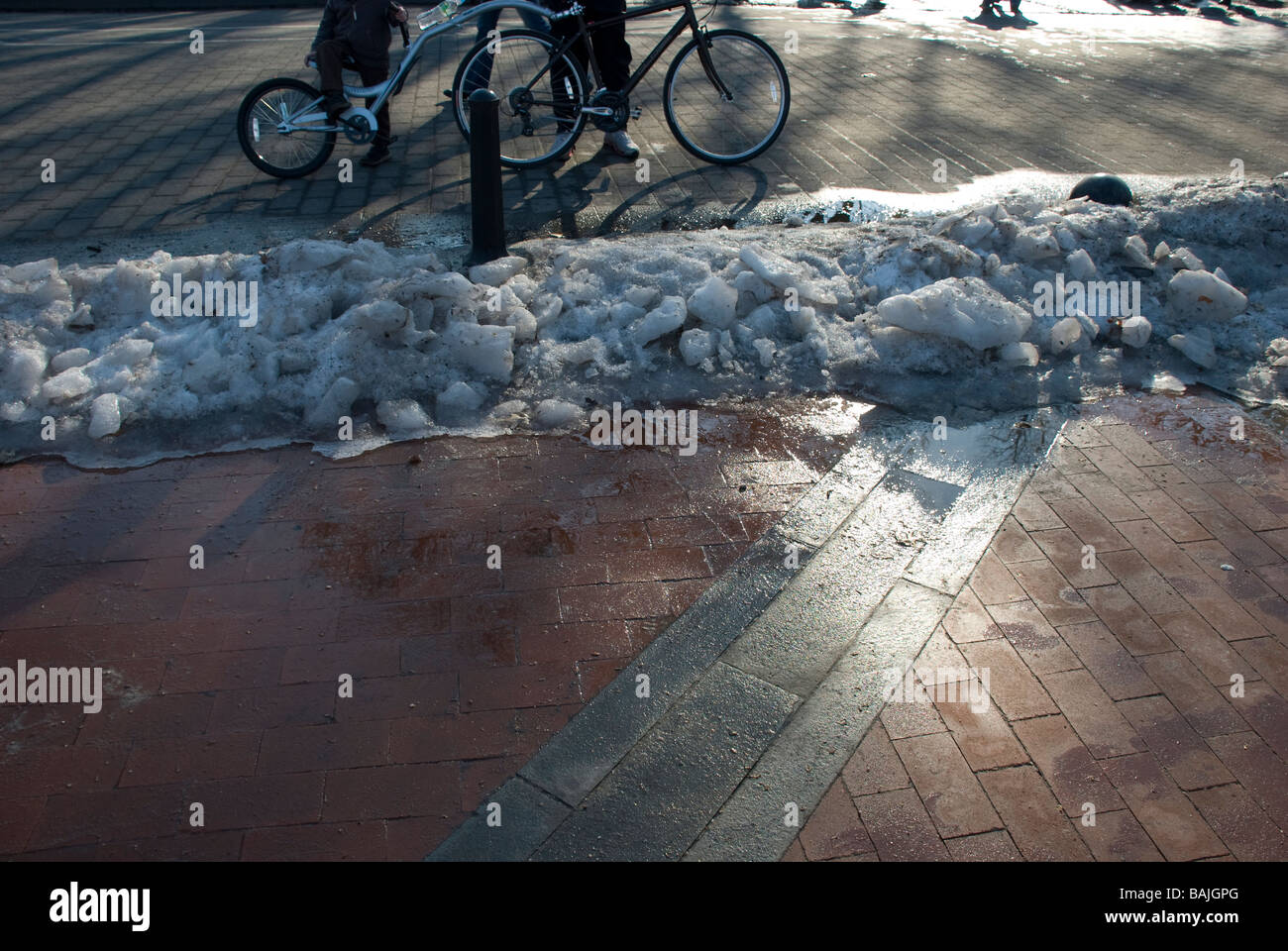 snow melt bike ride tandom pavement recreation sport outdoors