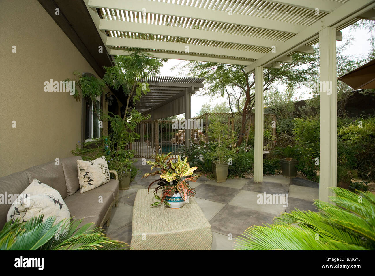 Patio of a modern residence Stock Photo