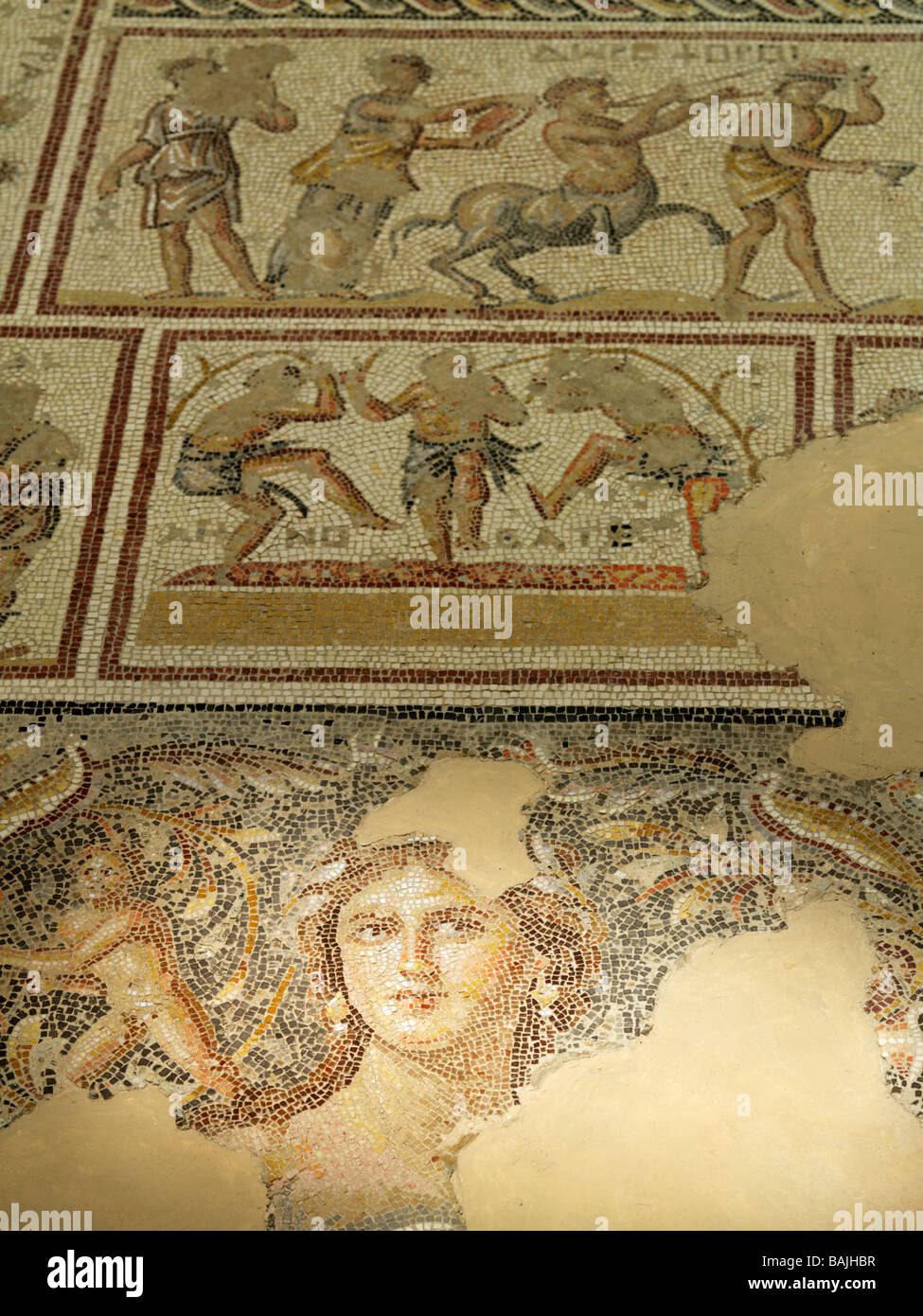 Israel Zippori Roman Villa mosaic floors Stock Photo