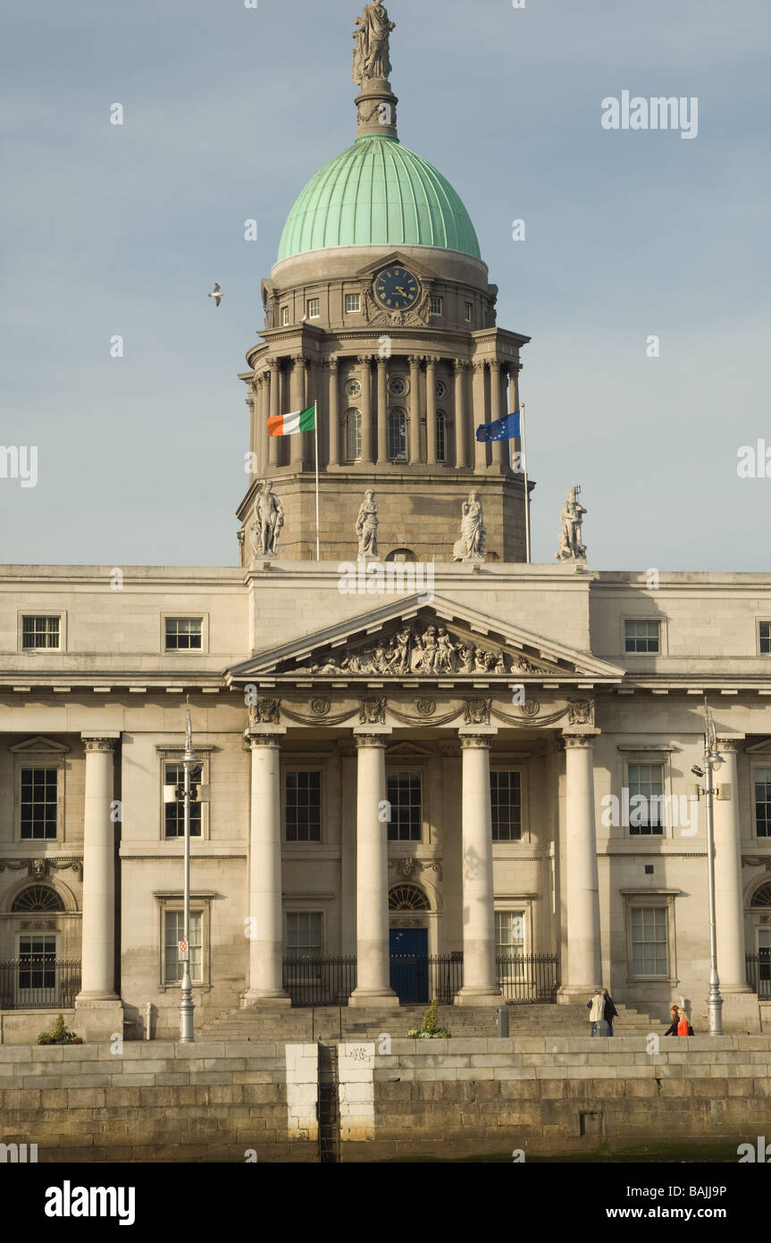 View of the portico and dome at the Custom House, Dublin, Ireland Stock Photo