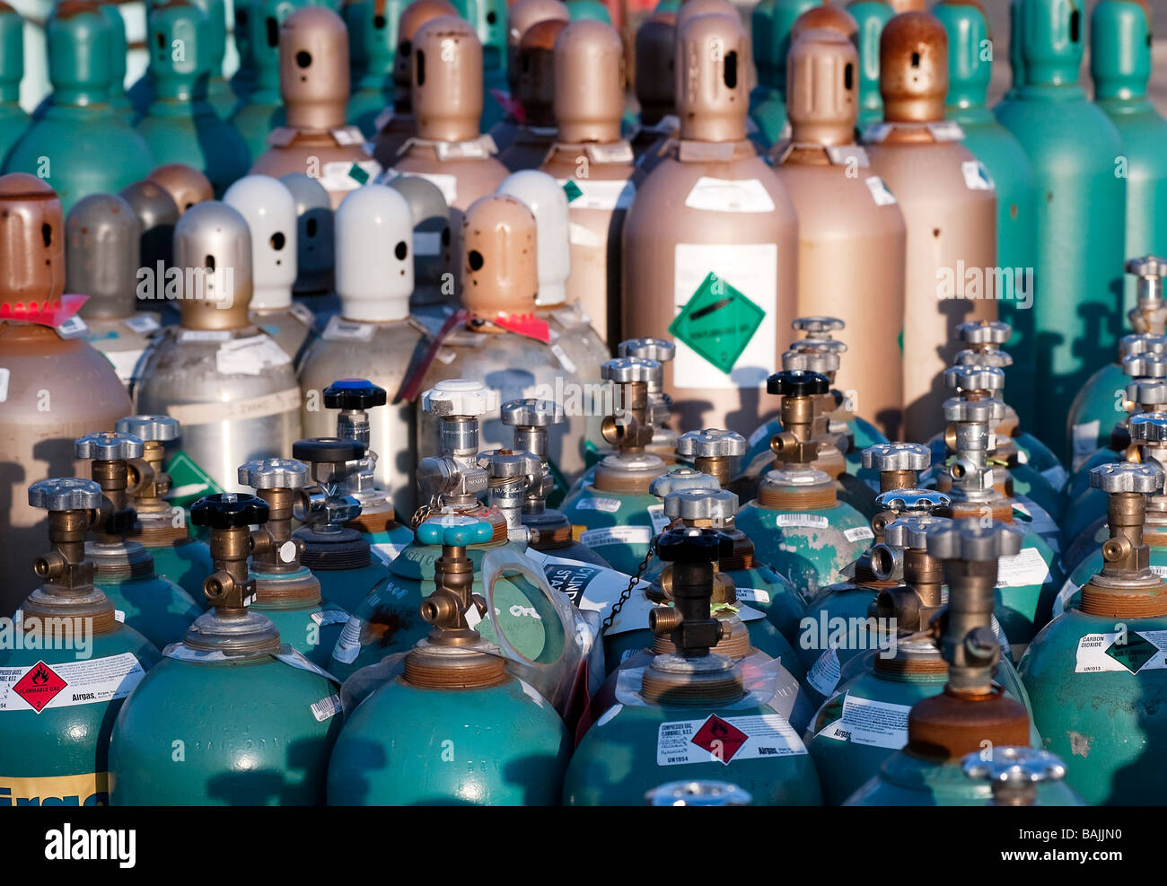 Compressed industrial gas products Stock Photo