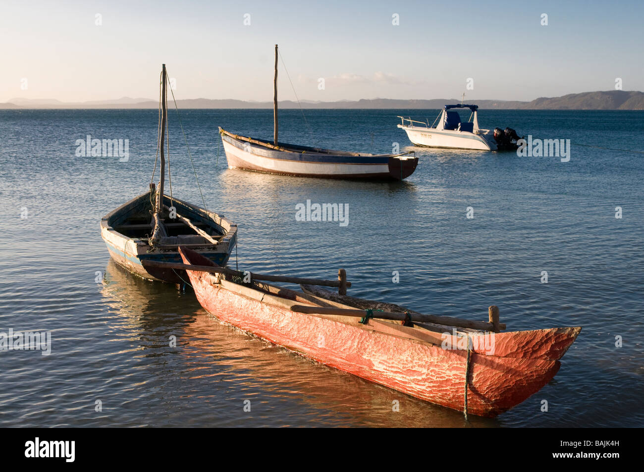 Fishing boats at sunset Diego Suarez Madagascar Stock Photo