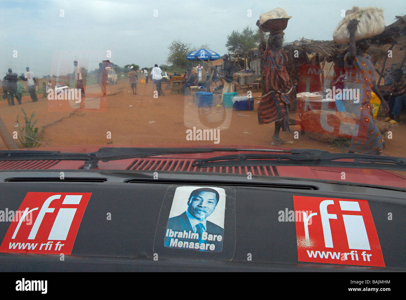Niger, Niamey, Taxi with stickers of French radio RFI (International Radio  France Stock Photo - Alamy