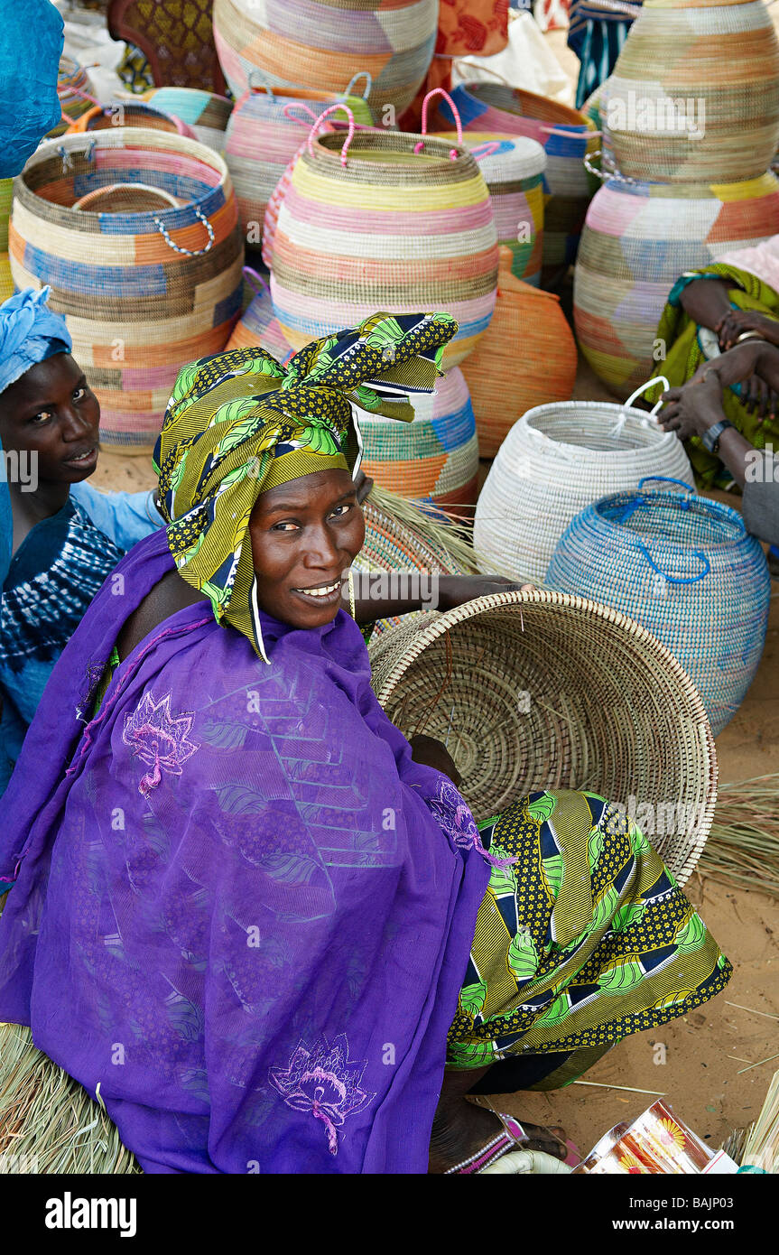 Senegal, Thies Region, women at basketry market Stock Photo