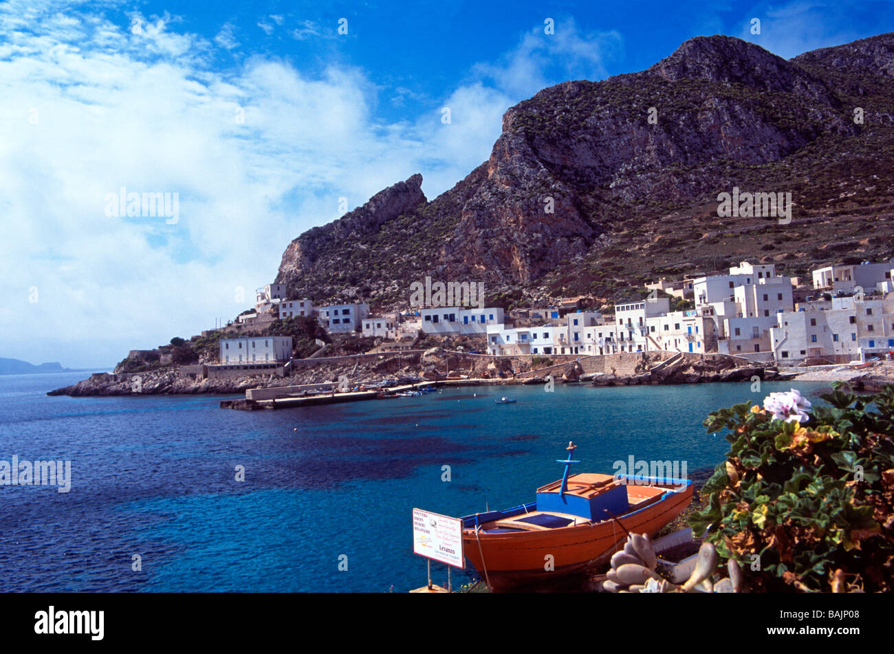 Levanzo harbour Egadi islands off Sicily Italy Stock Photo