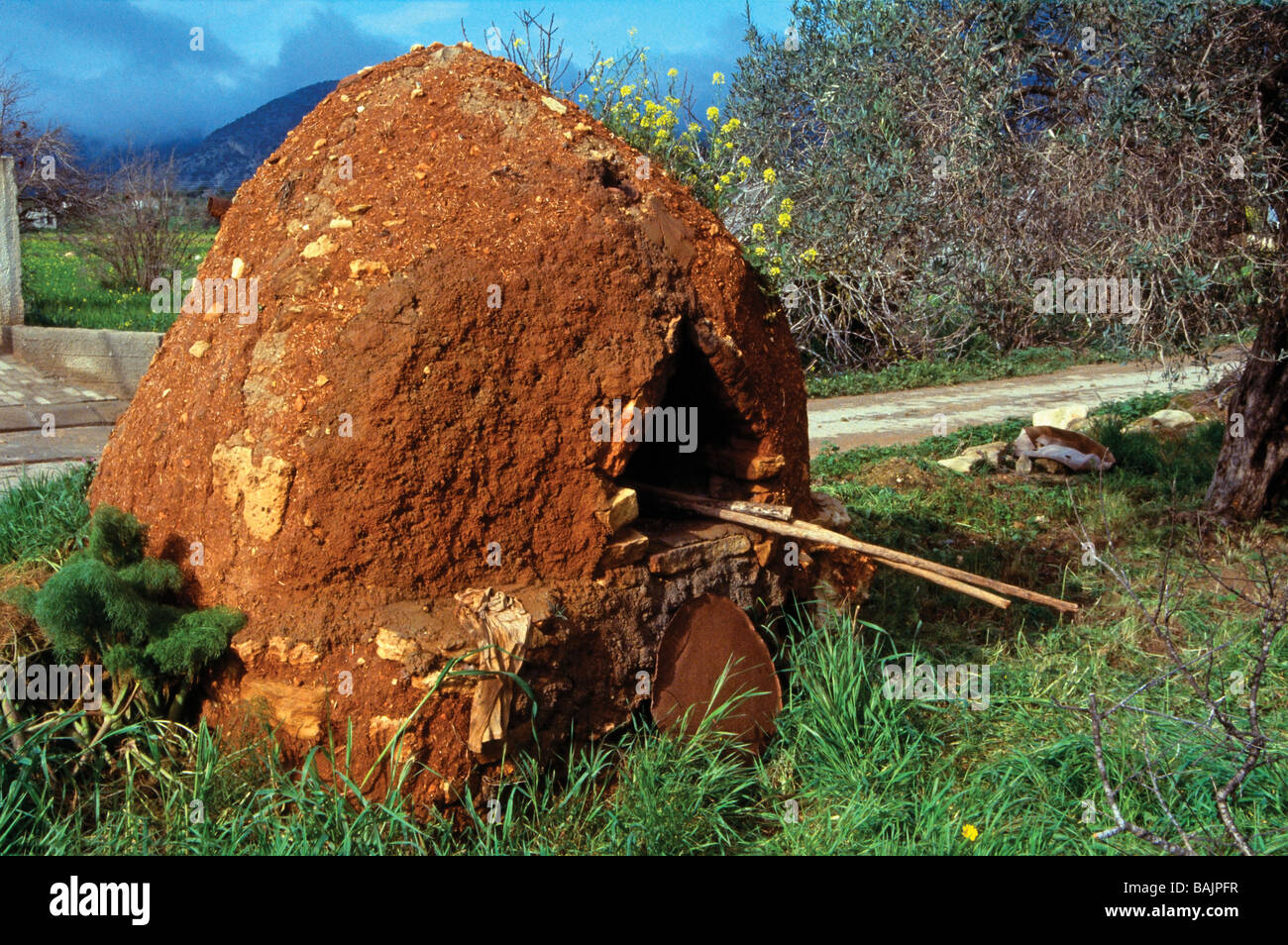 Ancient tradtiional mud bread oven in countryside near Yenidunya farm, North Cyprus Stock Photo
