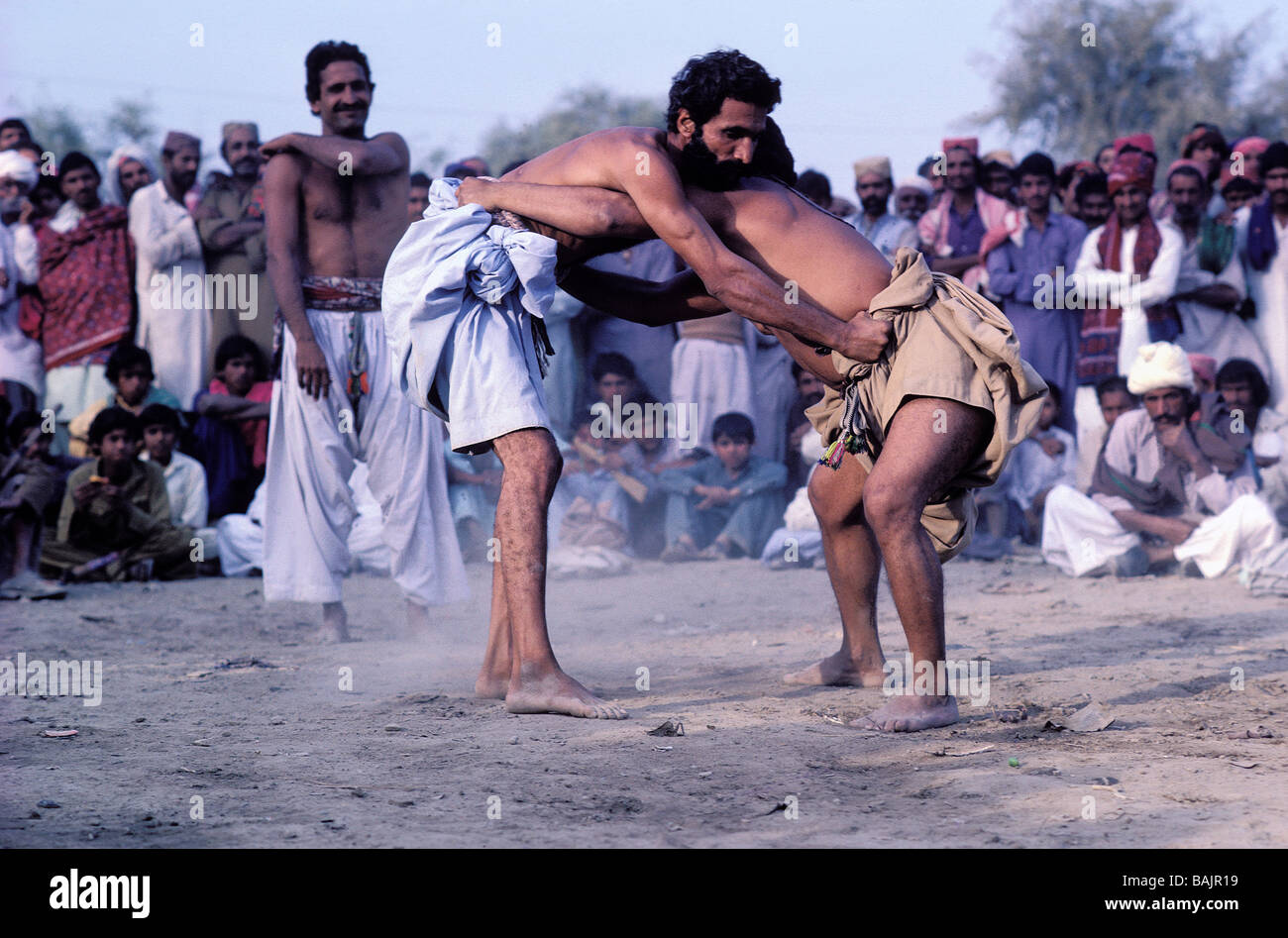 Pakistan, Sind province,  Kuchti, local wrestlers Stock Photo