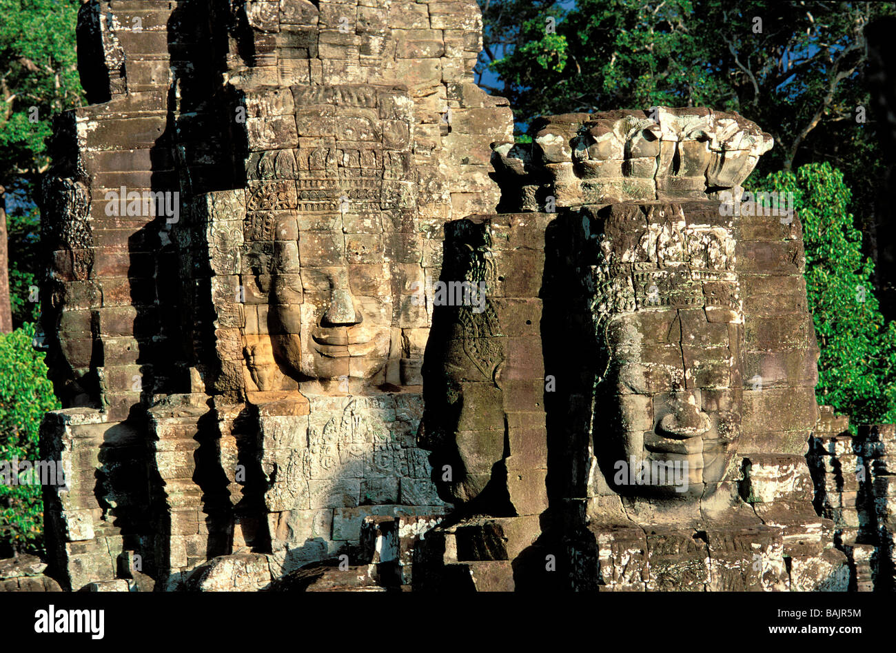 Cambodia, Siem Reap Province, Angkor site listed as World Heritage by UNESCO, former city of Angkor Thom, Bayon Temple built by Stock Photo