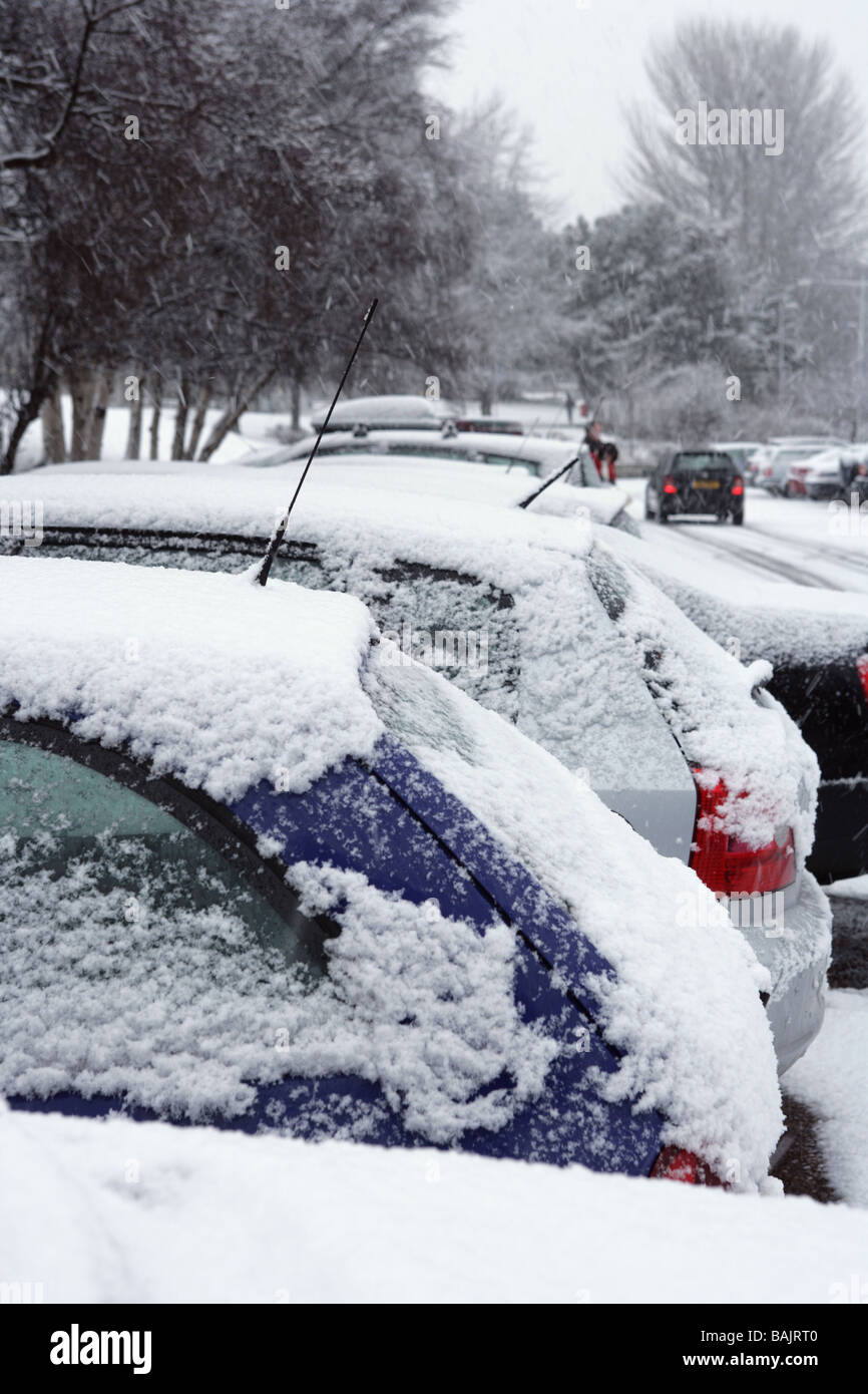 Parked cars covered in snow Stock Photo - Alamy