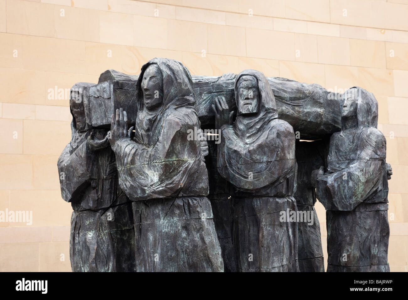 Durham City County Durham England UK Bronze sculpture of six monks carrying St Cuthbert s coffin Stock Photo