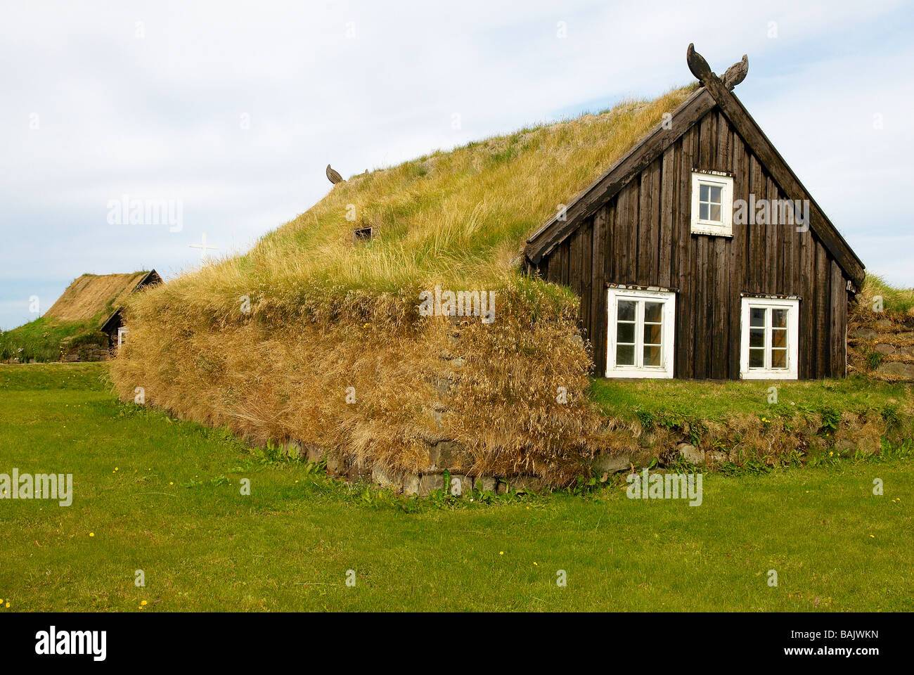 Iceland, Reykjavik, traditional houses Arbaejarsafn museum Stock Photo