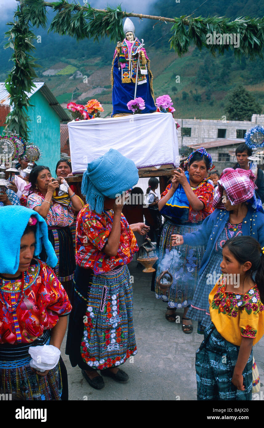 Guatemala, Quetzaltenango Department, San Martin Sacatepequez, San Martin fiesta, procession Stock Photo