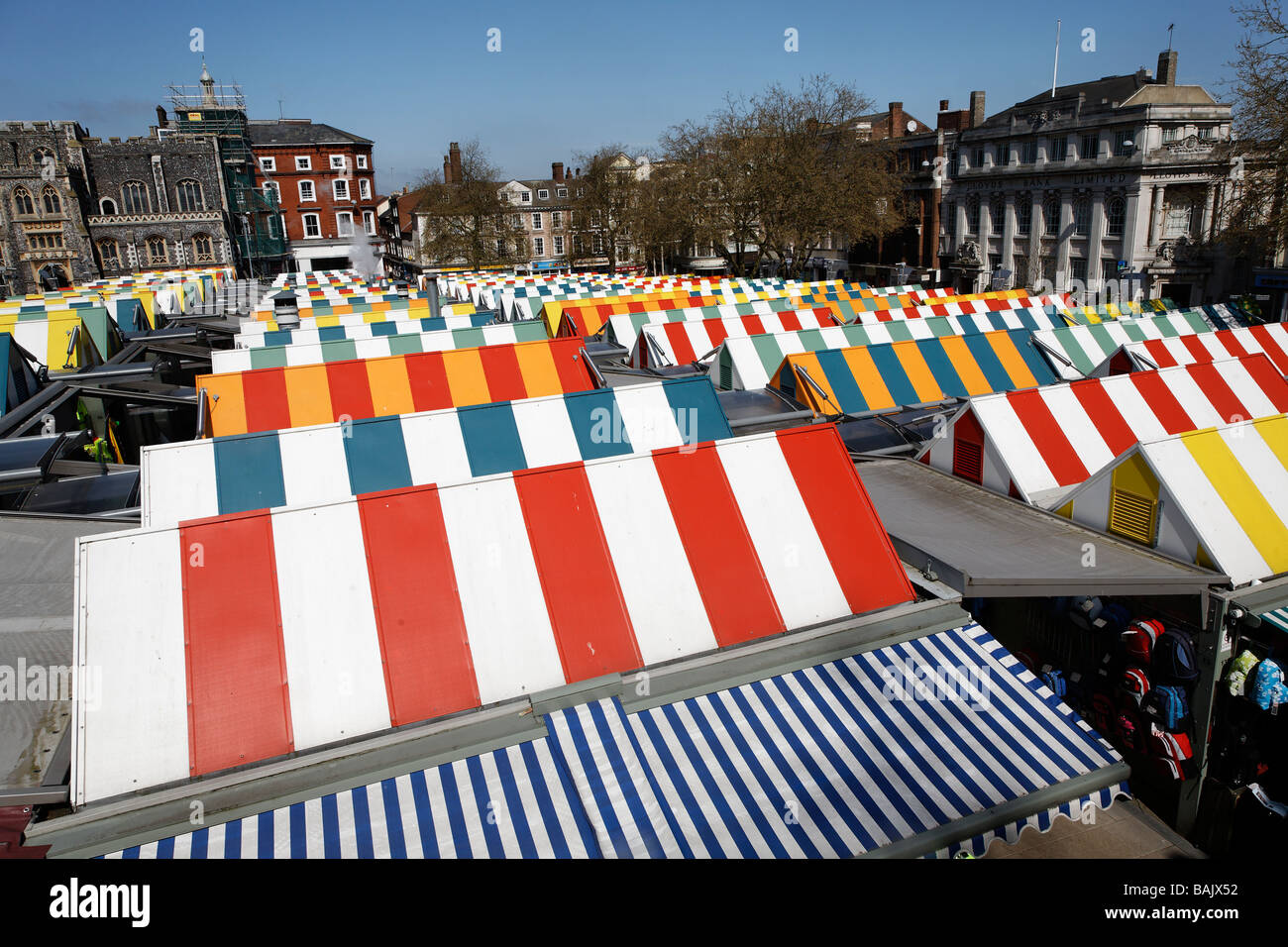 Colourful rooftops of Norwich market, Norfolk, England Stock Photo Alamy