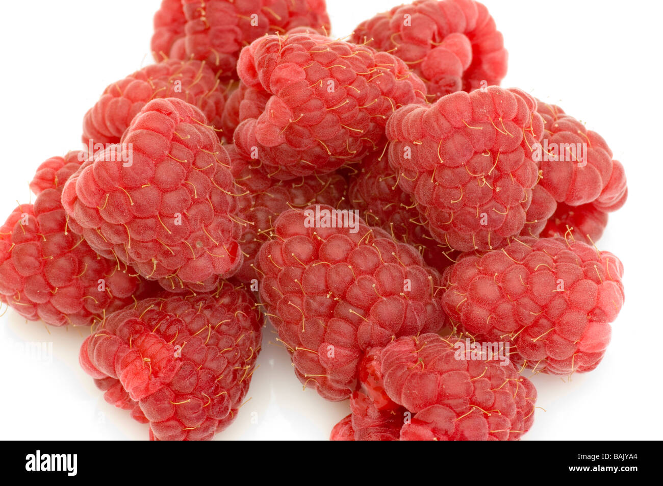 Pile of Red Fresh Raspberries summer berries Fruits Fruit Stock Photo