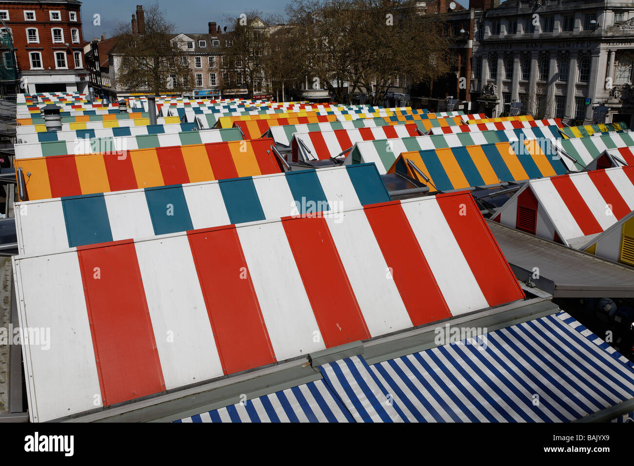 Colourful rooftops of Norwich market, Norfolk, England Stock Photo Alamy