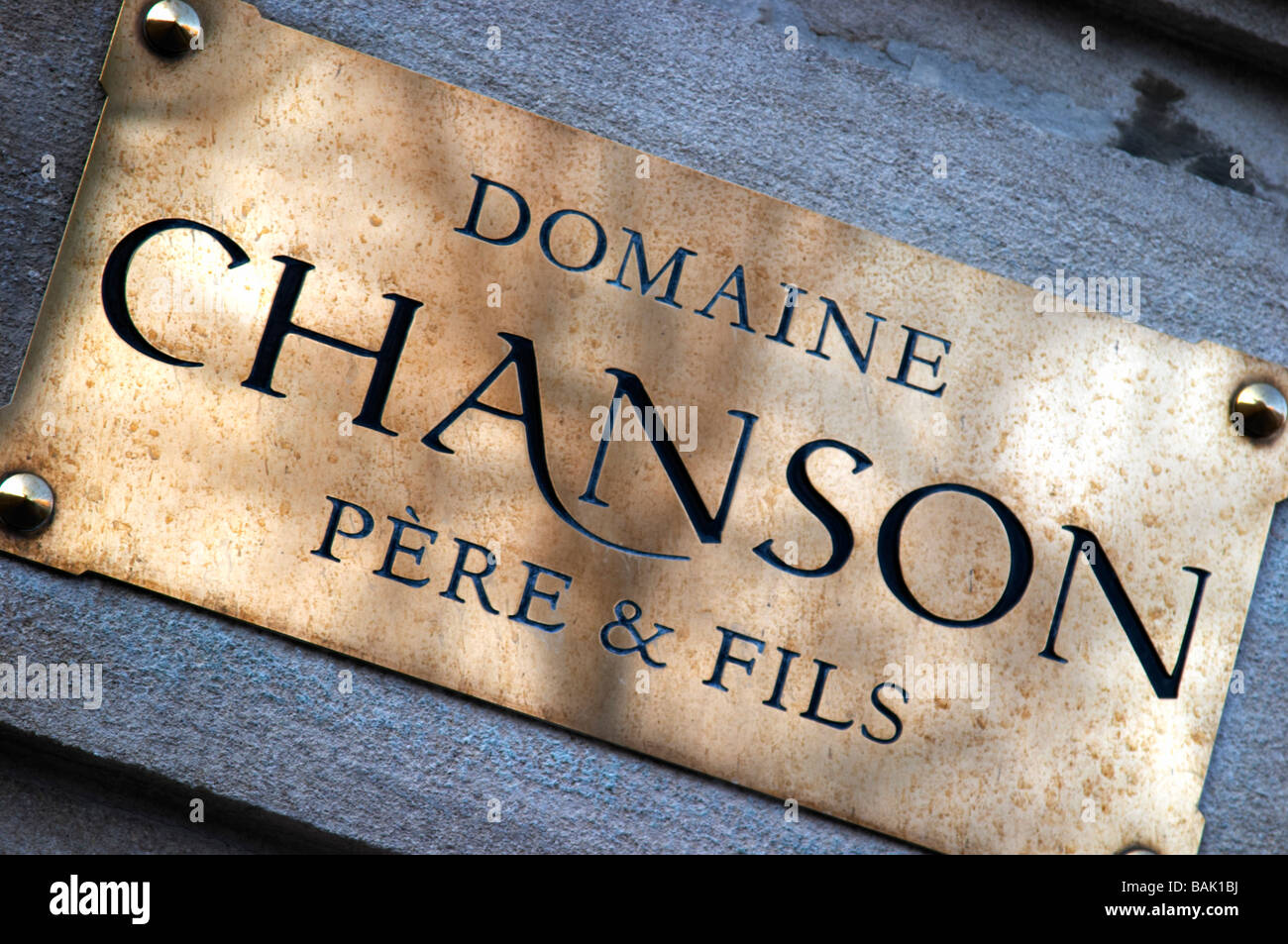 domaine chanson brass sign beaune cote de beaune burgundy france Stock Photo