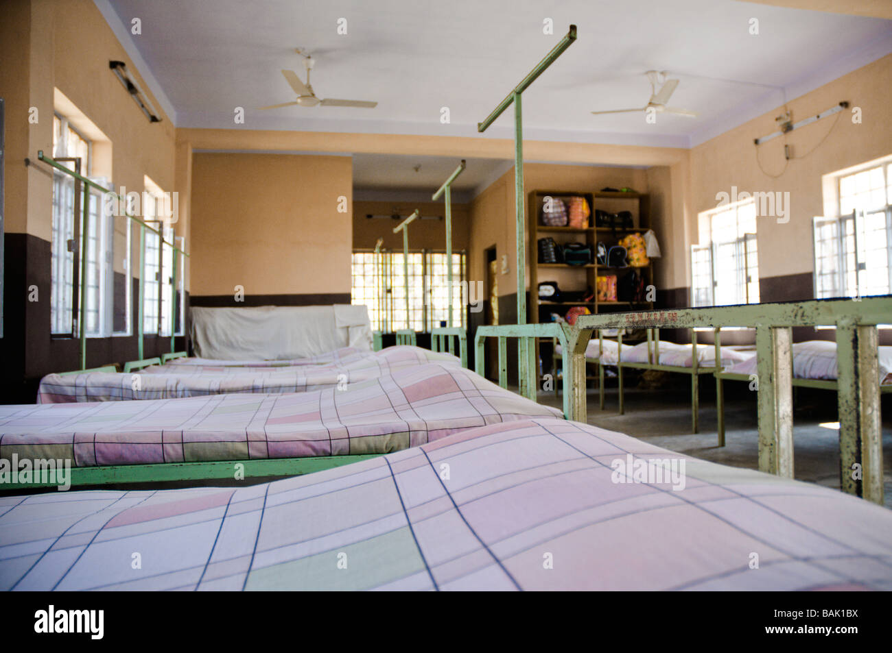 beds in a boarding school Stock Photo Alamy