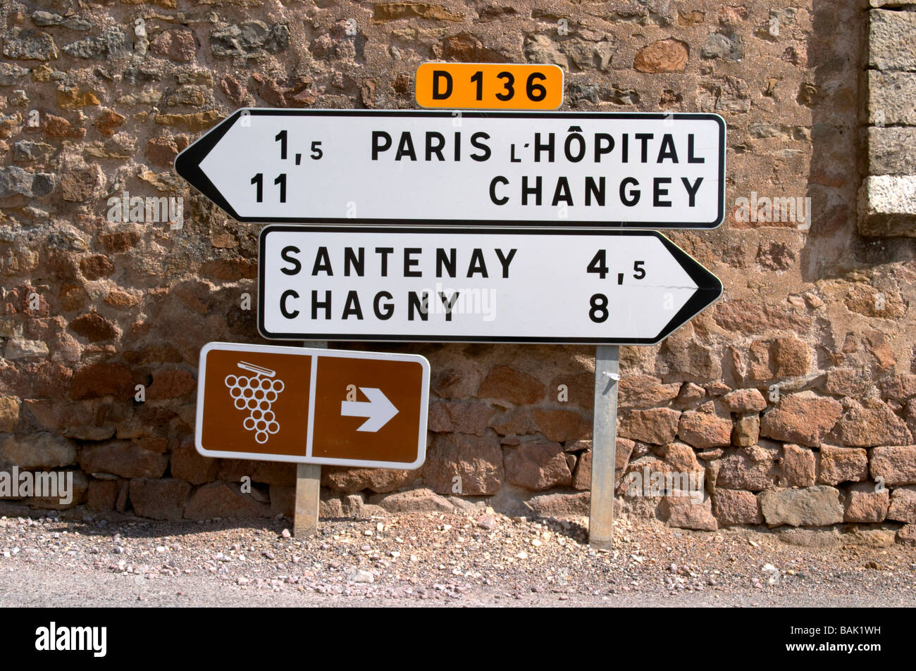 road sign dezize les maranges santenay cote de beaune burgundy france Stock Photo