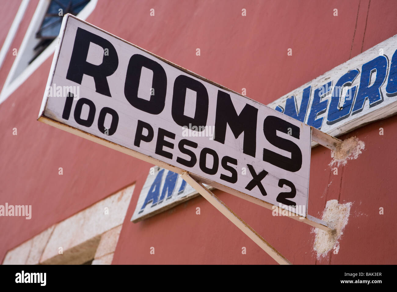 Cheap hotel room sign in Valladolid Mexico Stock Photo Alamy