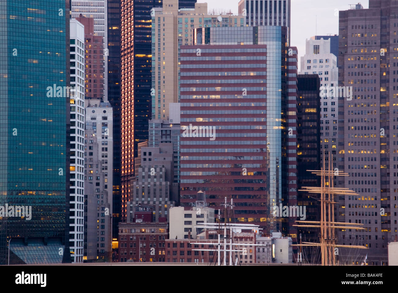 Lower Manhattan skyline detail Stock Photo