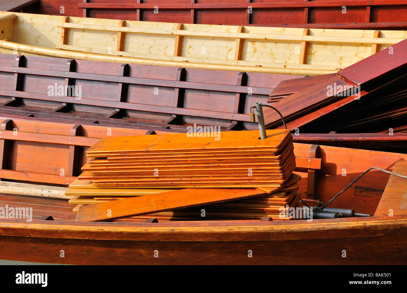 Punts (detail) in Tuebingen, Baden-Wuerttemberg, Germany Stock Photo