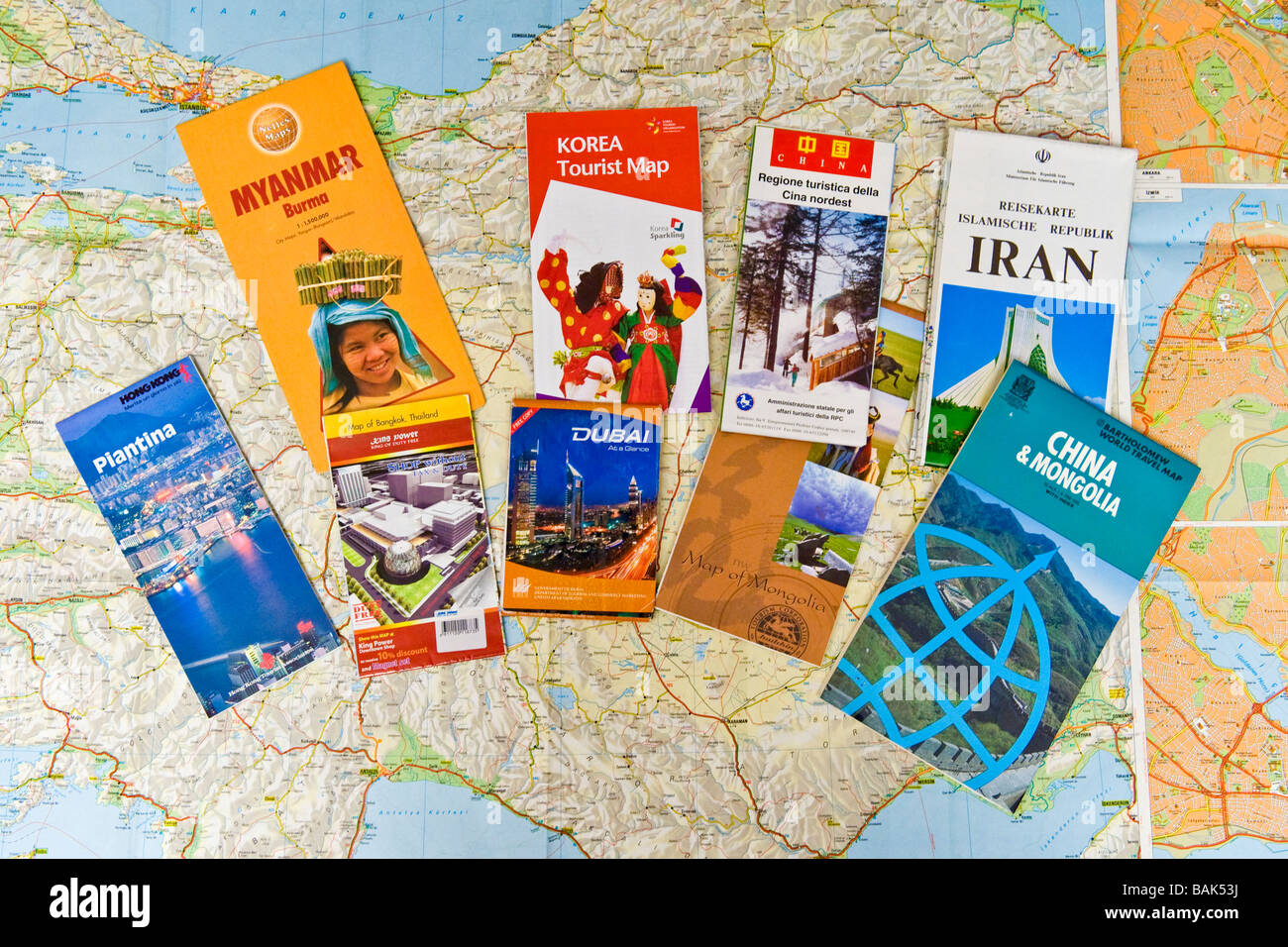 Maps With Rout routes and maps Stock Photo - Alamy