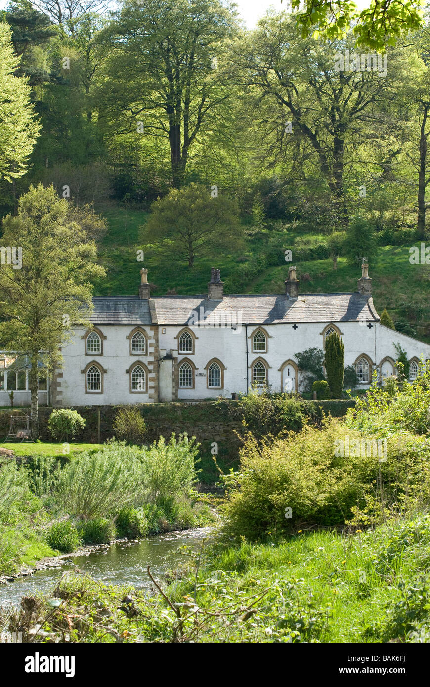 Cottages at Whalley in Lancashire by the River Calder Stock Photo Alamy