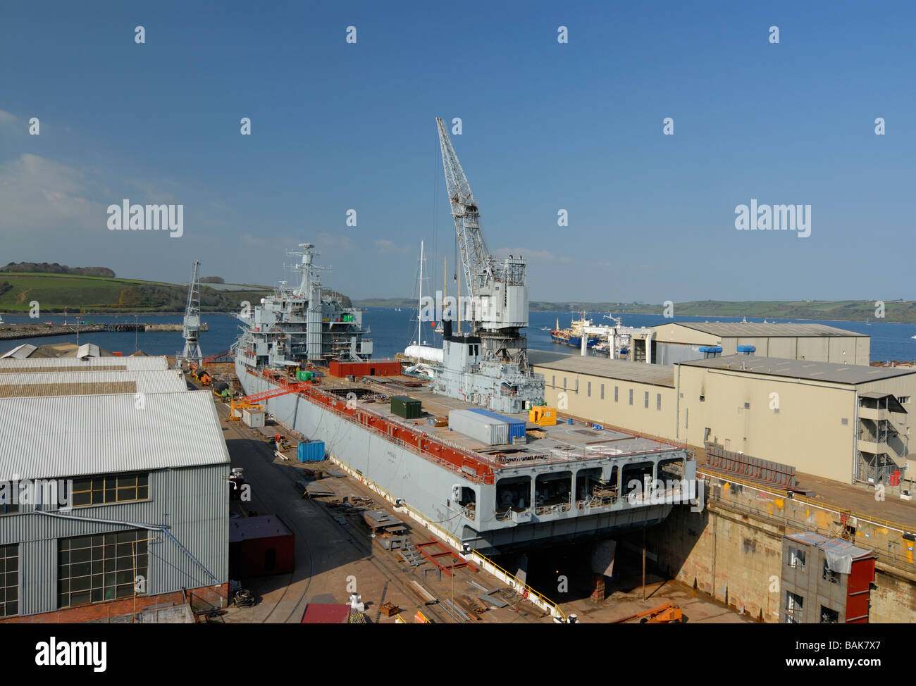 RFA Argus in Dry docks at Falmouth for refit Stock Photo