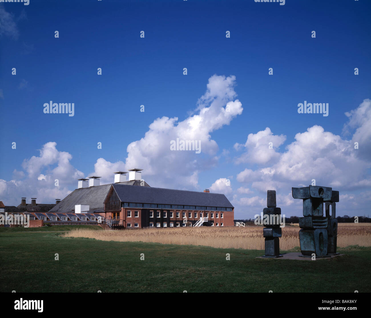 snape maltings concert hall (aldeburgh productions) side view from fields Stock Photo