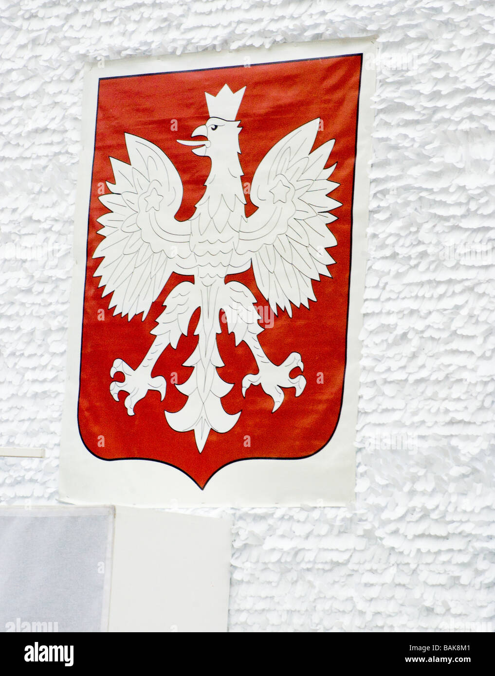 Close up of Polish flag insignia on a float in Chicago Polish Parade Stock Photo