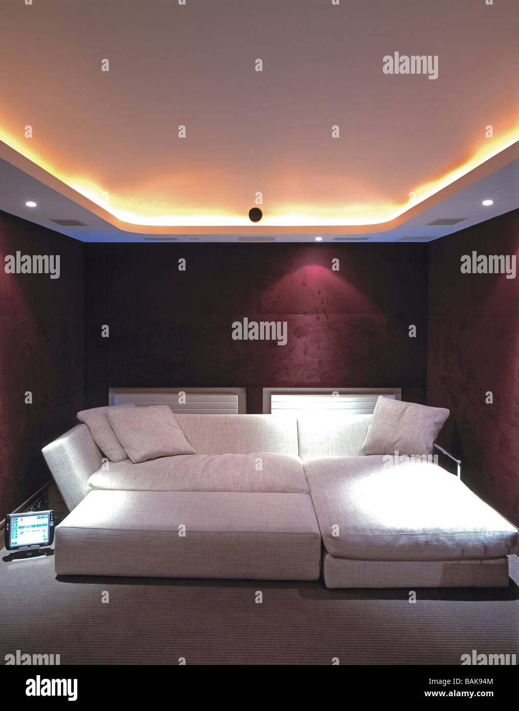 Image showcasing private house interior view - home cinema Stock Photo - Alamy
