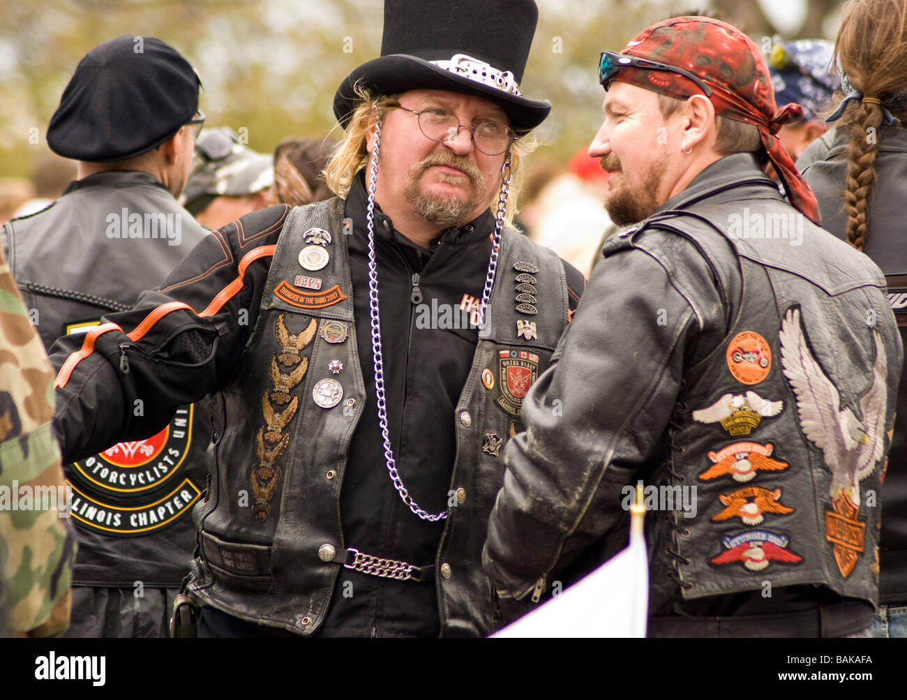 Group of Polish biker club wait to ride in Chicago Polish Parade Stock ...