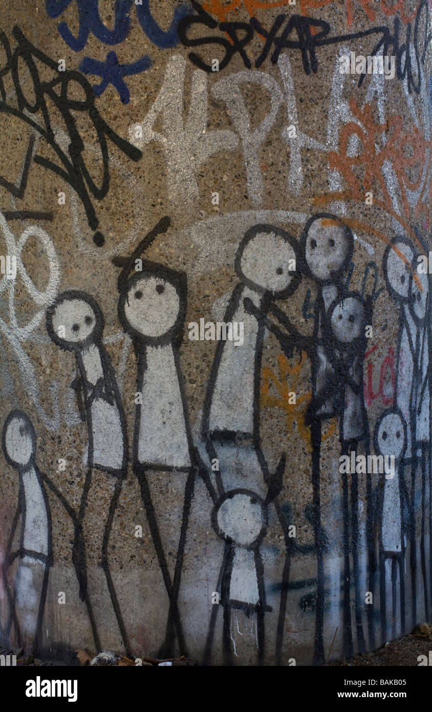 Graffiti under a bridge, near River Lee. London. Stock Photo