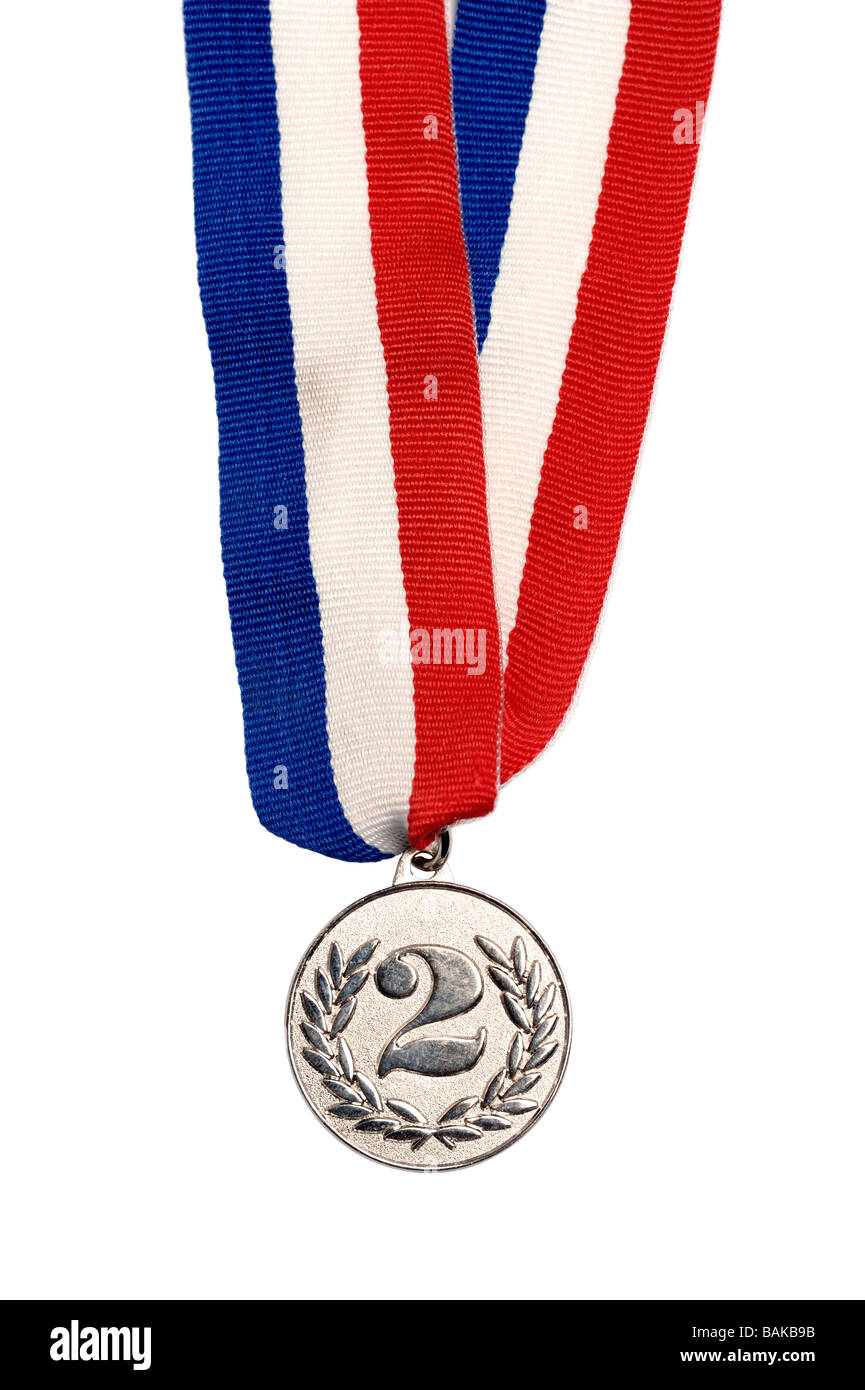 Silver second place medal Stock Photo