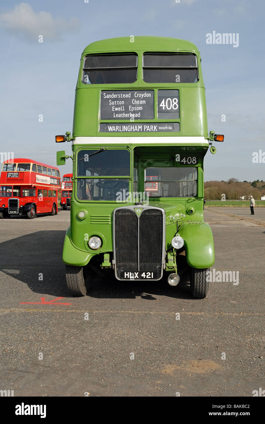 Front view of HLX 421 1948 AEC Regent III London Transport London Country RT 604 New in July 1948 with Body No 1853 the bus Stock Photo