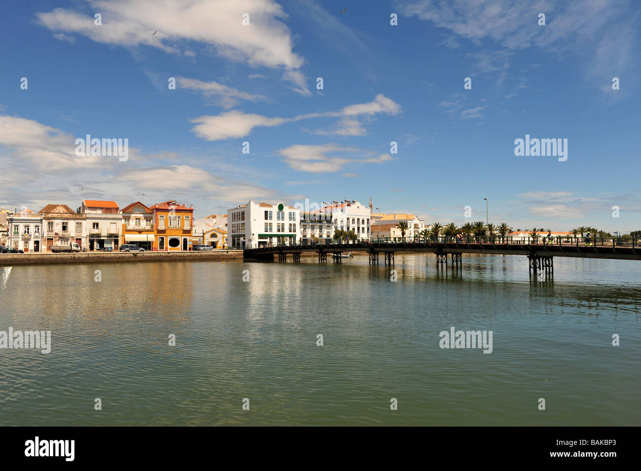 Waterfront at Tavira, Algarve, Portugal Stock Photo