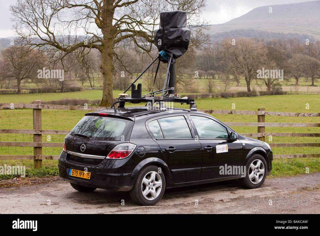 The Google street map car which is taking photographs of every street in the UK Stock Photo